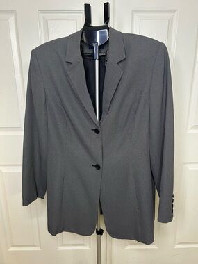 Karen Scott 90’s Black and White Women's Blazer - Two-Button Professional Jacket